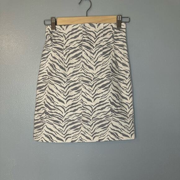 Rebecca Taylor La Vie Ziger Denim Mini Skirt in Cream Combo Beige White Size 24 - Picture 2 of 8